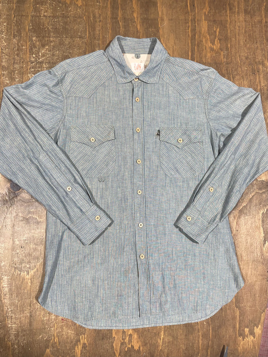 Highline Shirt selvage chambray with multi-stripe